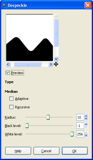GIMP's Despeckle filter, doing a normal median operation