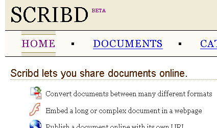 Scribd (beta) screenshot, 2006-11-02