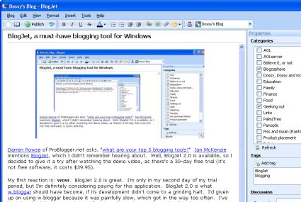 BlogJet 2.0 screenshot, 2007-03-14