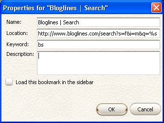 Bloglines 'search my feeds' Firefox quick search bookmark
