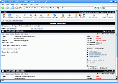 OTRS Queue View screenshot