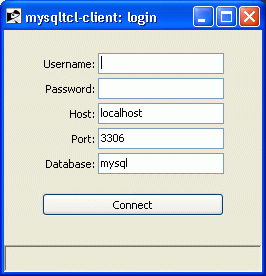 mysqltcl-client login dialog